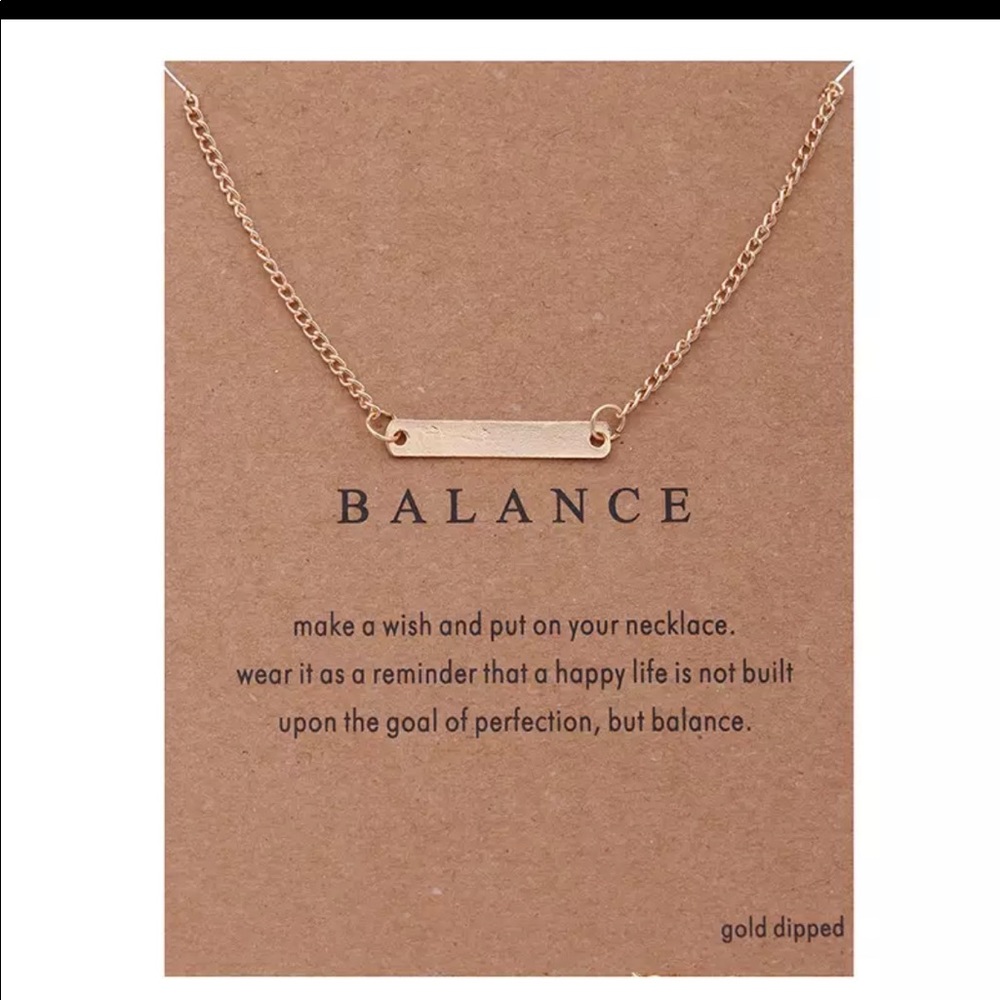 Gold Dipped Balance Bar Necklace Brand New